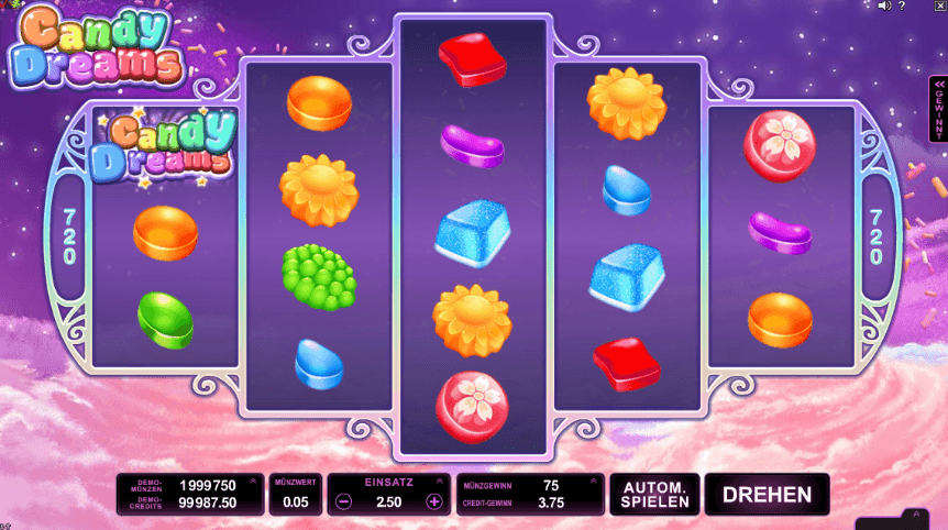 Candy Dreams von Microgaming mit bunten Bonbons