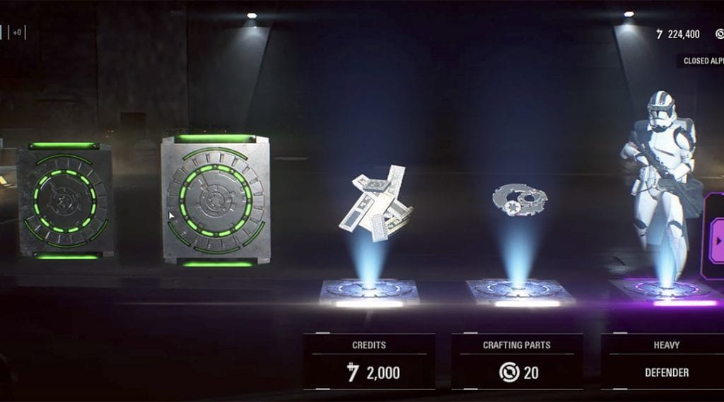 Screenshot der Lootboxen in Star Wars Battlefront 2