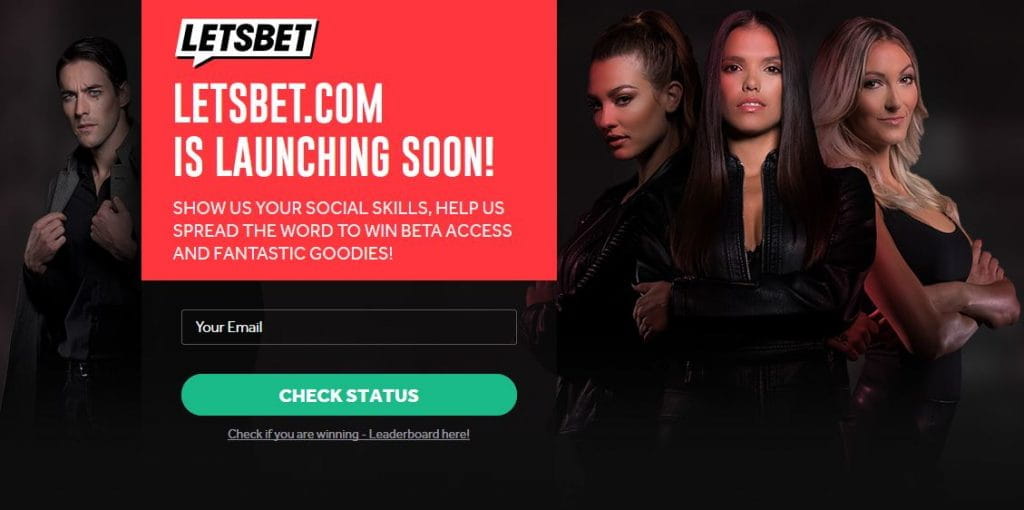 Letsbet.com Webseite mit Beta Anmeldung