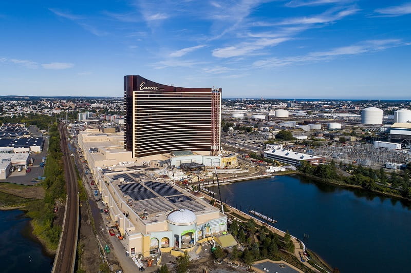 Das neue Encore Resort in Boston während der Baumaßnahmen. 