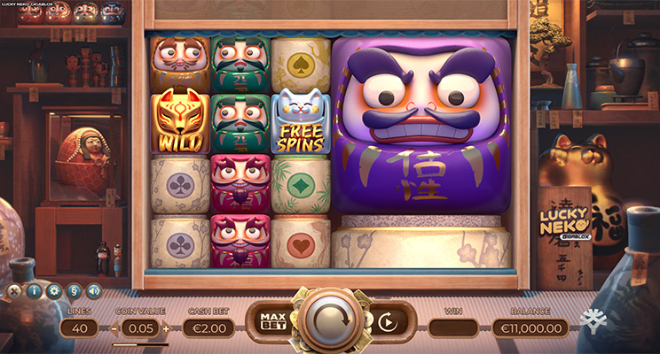 Eine kostenlose Demo-Version des Lucky Neko Gigablox Slots.