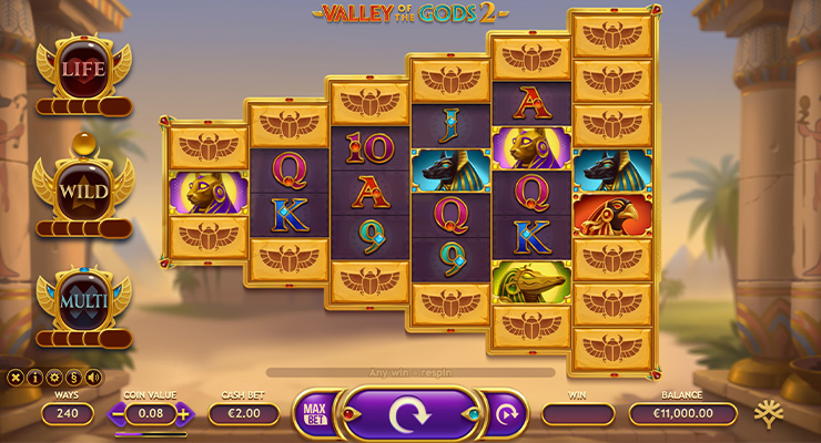 Eine kostenlose Demo-Version des Valley of the Gods 2 Slots.