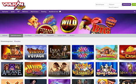 Die Startseite von Vulkanvegas.