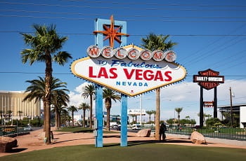 Ein Foto des "Welcome to fabolous Las Vegas-Schilds an der Stadtgrenze Las Vegas, Nevada