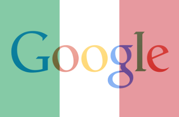 Das Logo von Google im Schleier einer italienischen Flagge