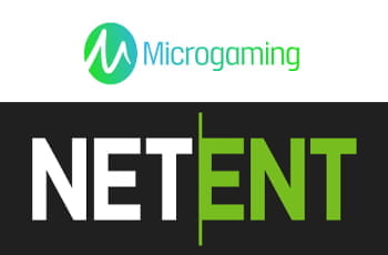 Die Logos der Spielehersteller Microgaming und NetEnt