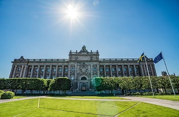 Ein Blick auf das schwedische Parlament in Stockholm.