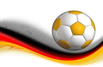 Eine deutsche Flagge mit Fußball.