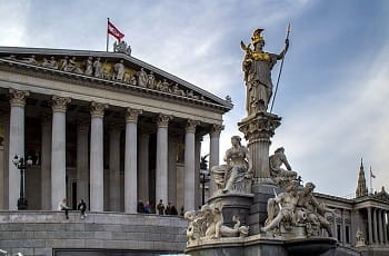 Das Parlamentsgebäude in Wien, Österreich.