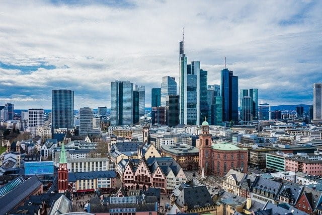 Frankfurt am Main aus der Vogelperspektive.