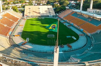 Ein leeres Fußballstadion in Sao Paulo, Brasilien.